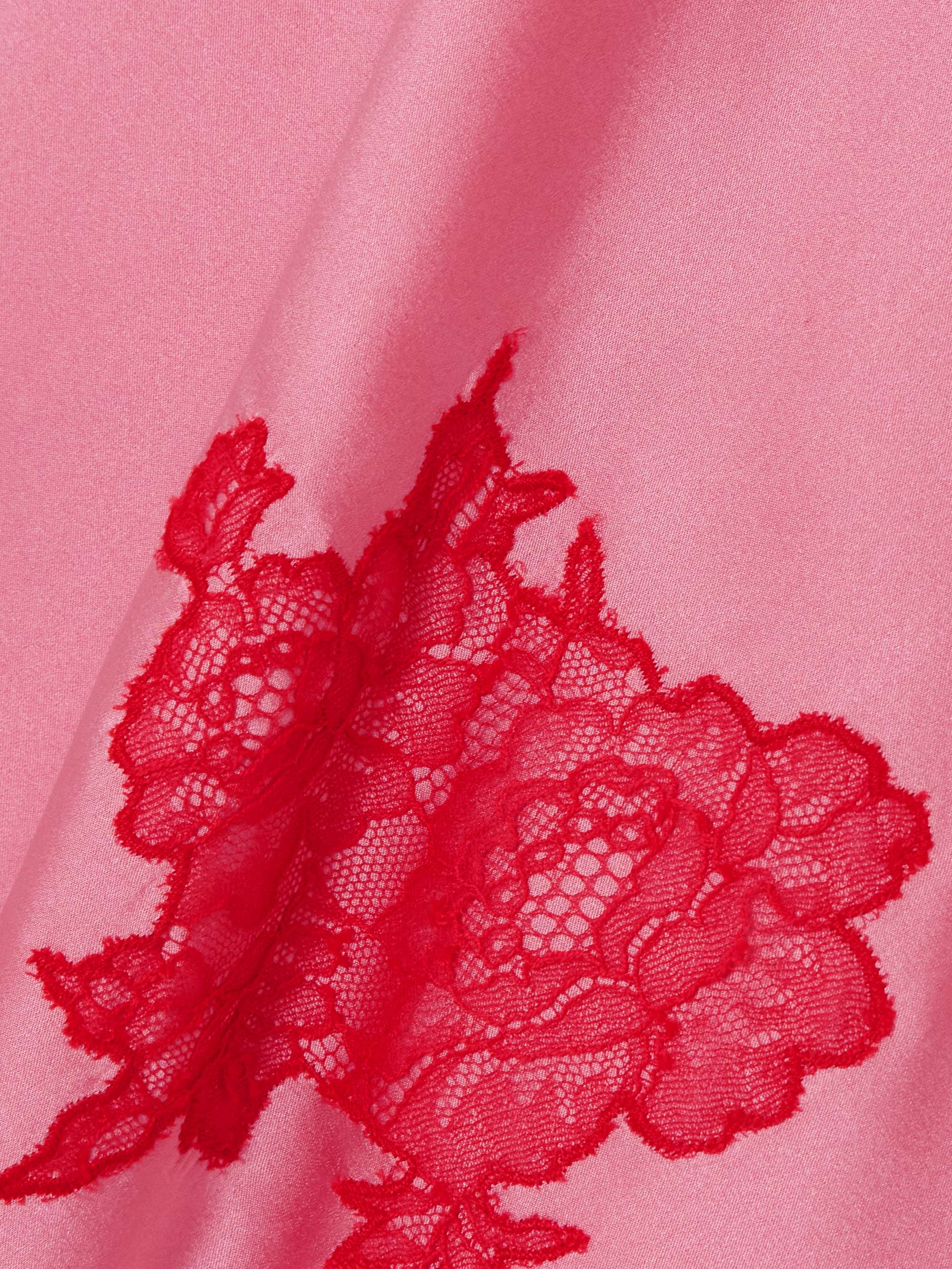AGENT PROVOCATEUR Christi belted Leavers lacetrimmed silkblend satin