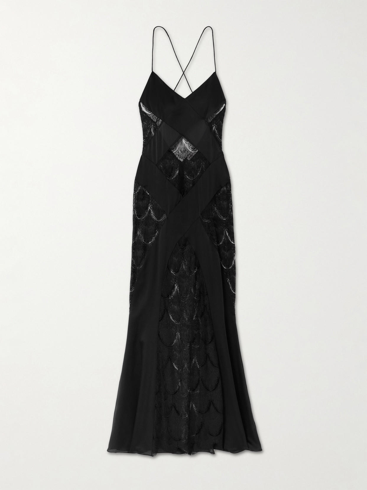 Agent Provocateur Emie Leavers Lace And Silk-satin Chemise In Black