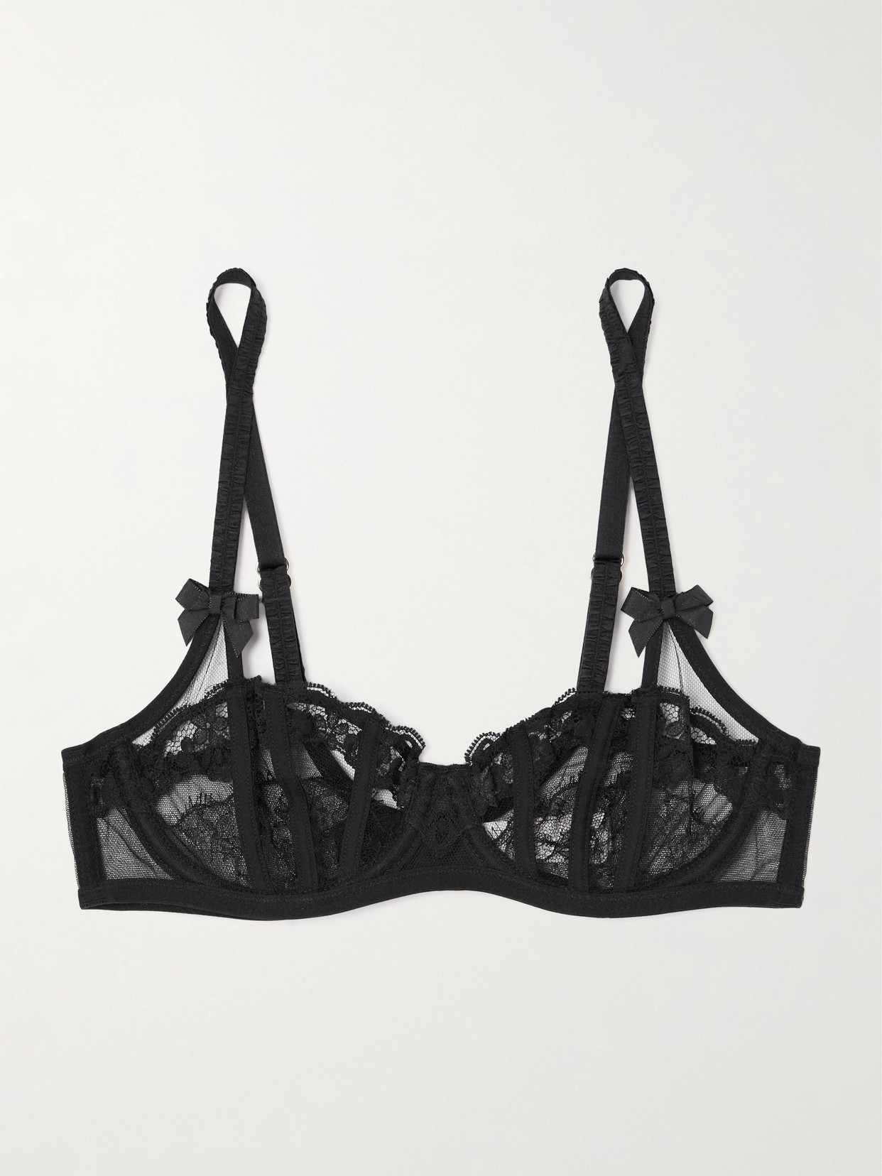 Agent Provocateur - Mariann Tulle And Lace Underwired Soft-cup Balconette Bra - Black