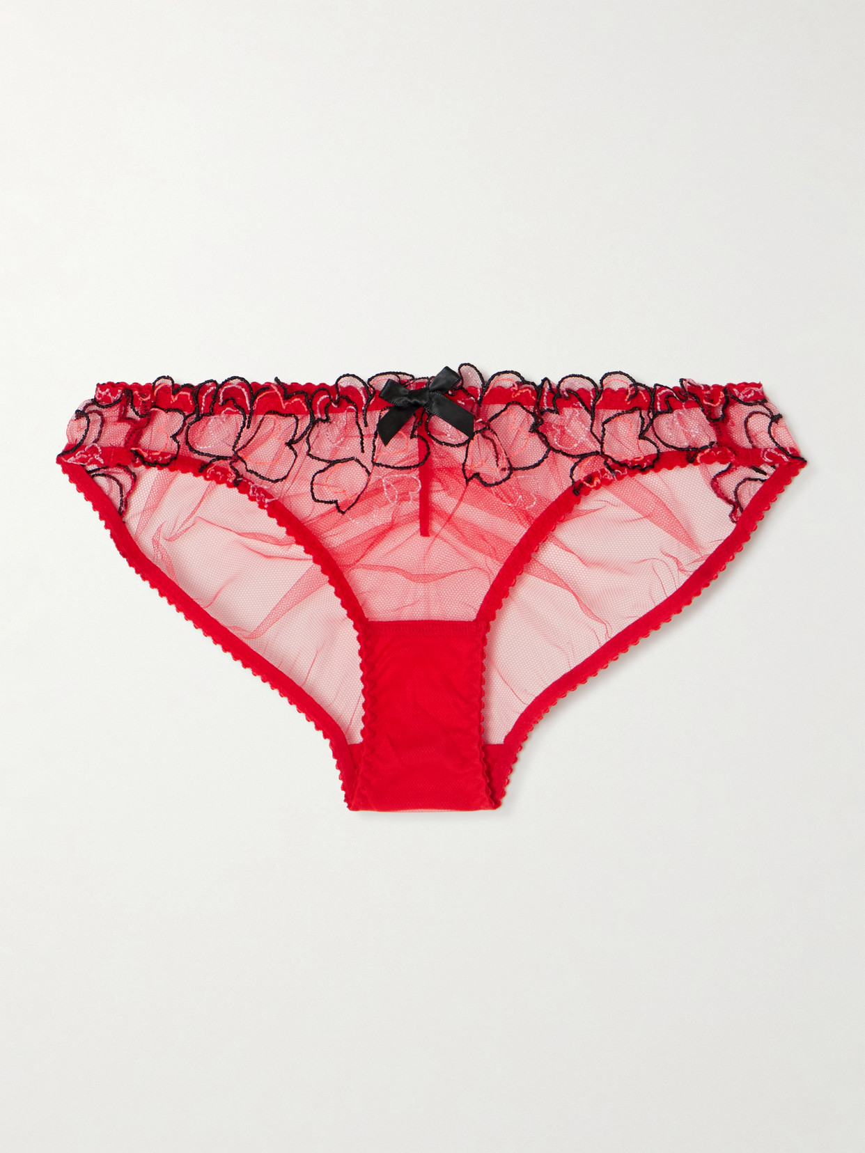 Agent Provocateur Maysie Embroidered Tulle Briefs In Red