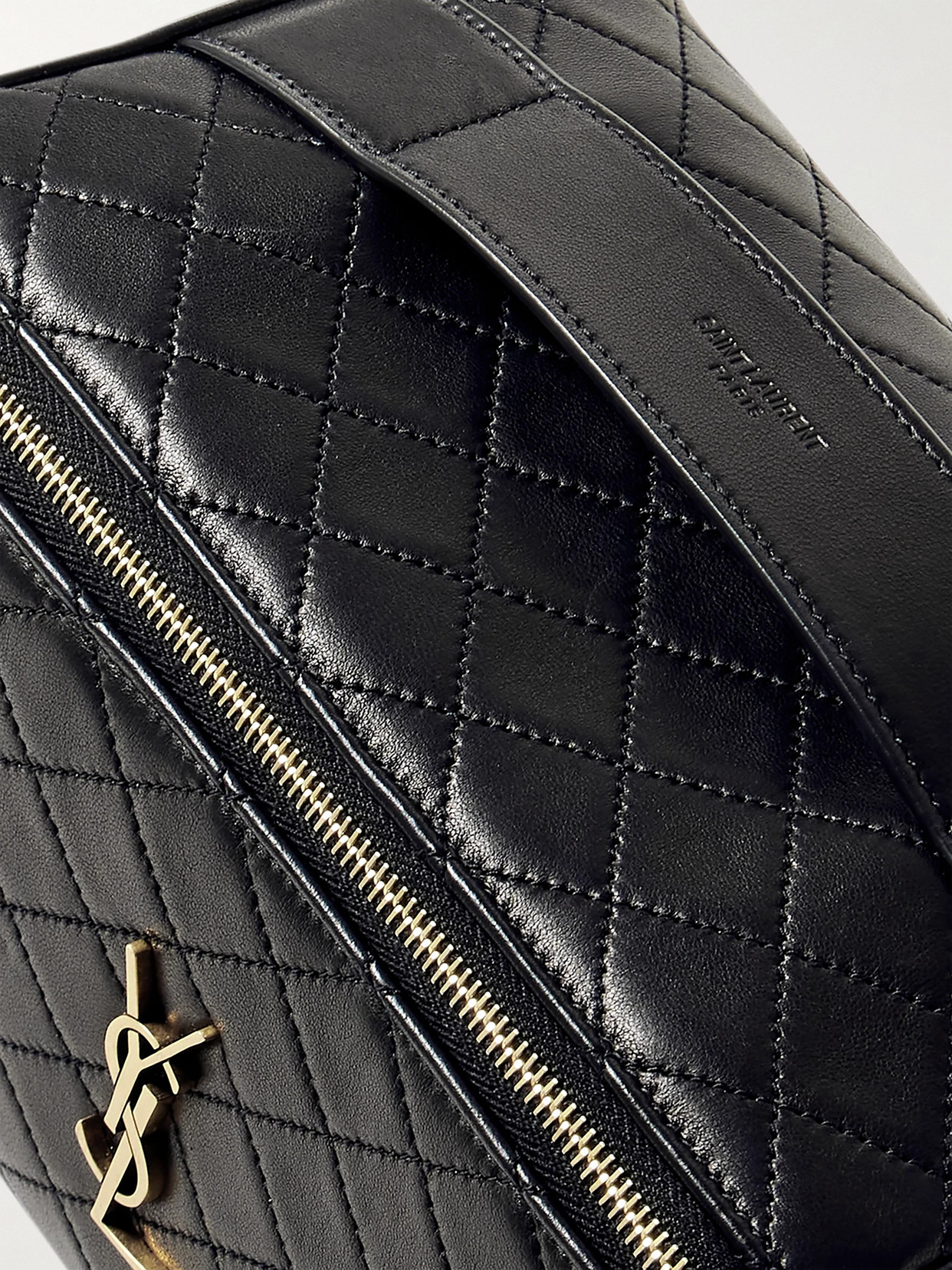 Shop Saint Laurent Gaby Quilted Leather Cosmetics Case In Black