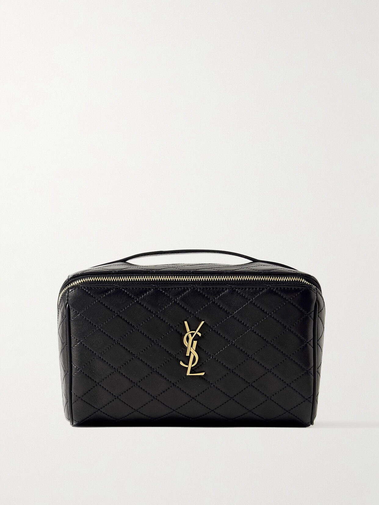 Saint Laurent Gaby Quilted Leather Cosmetics Case In Black