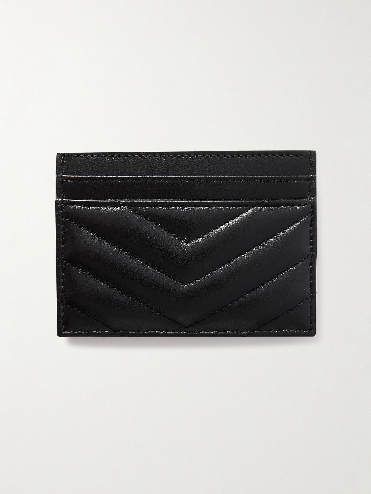 Saint Laurent Cassandre Matelassé Leather Cardholder In Black