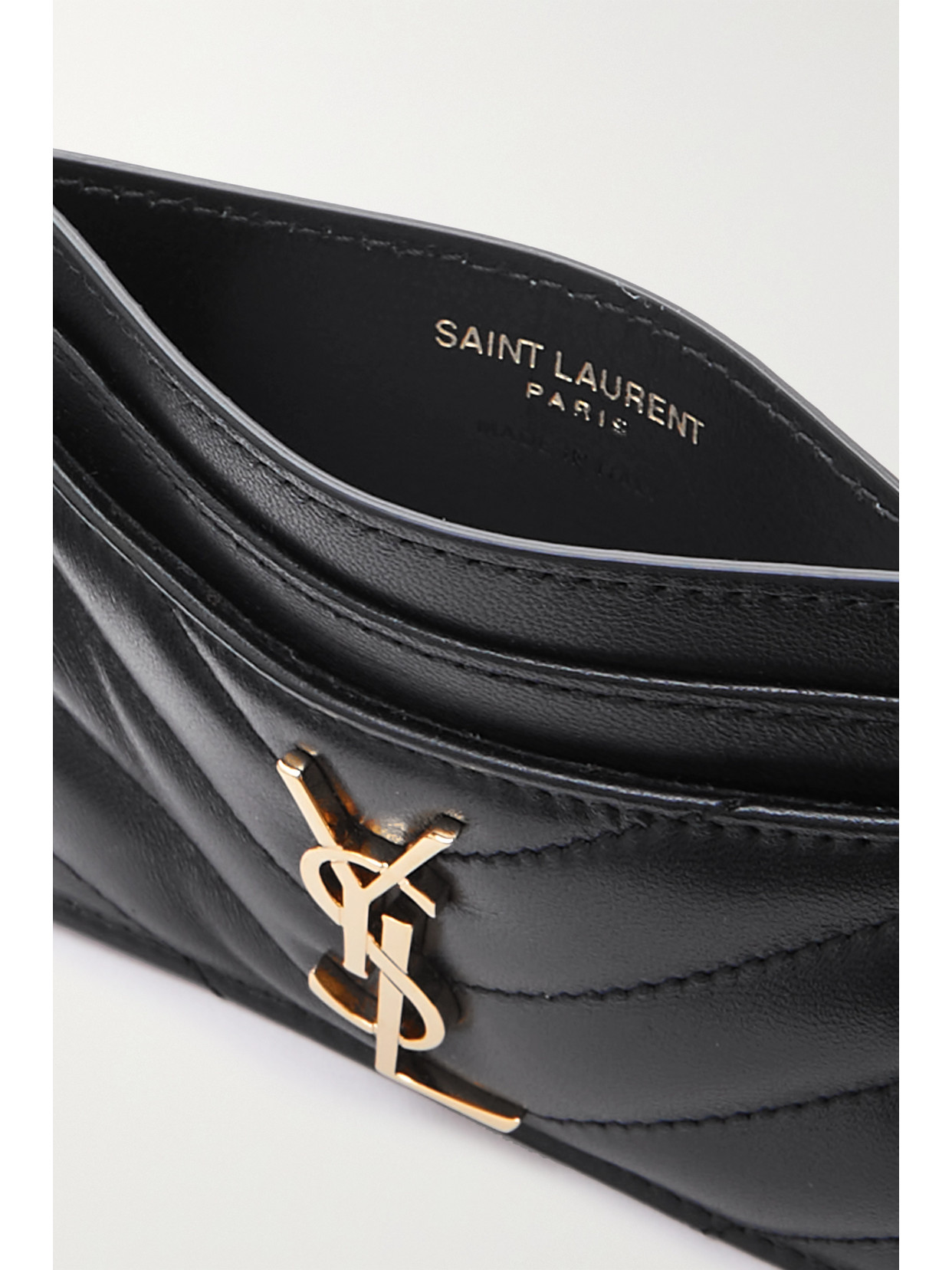 Saint Laurent Cassandre Matelassé Leather Cardholder In Black