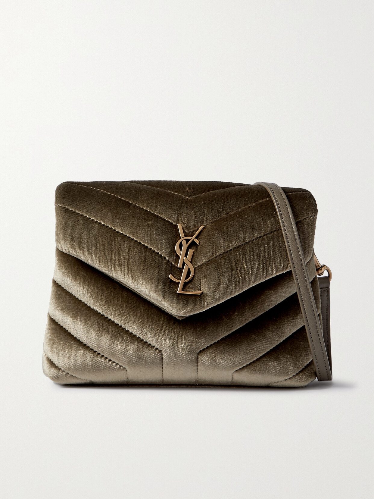 SAINT LAURENT Loulou Small Quilted Velvet Shoulder Bag