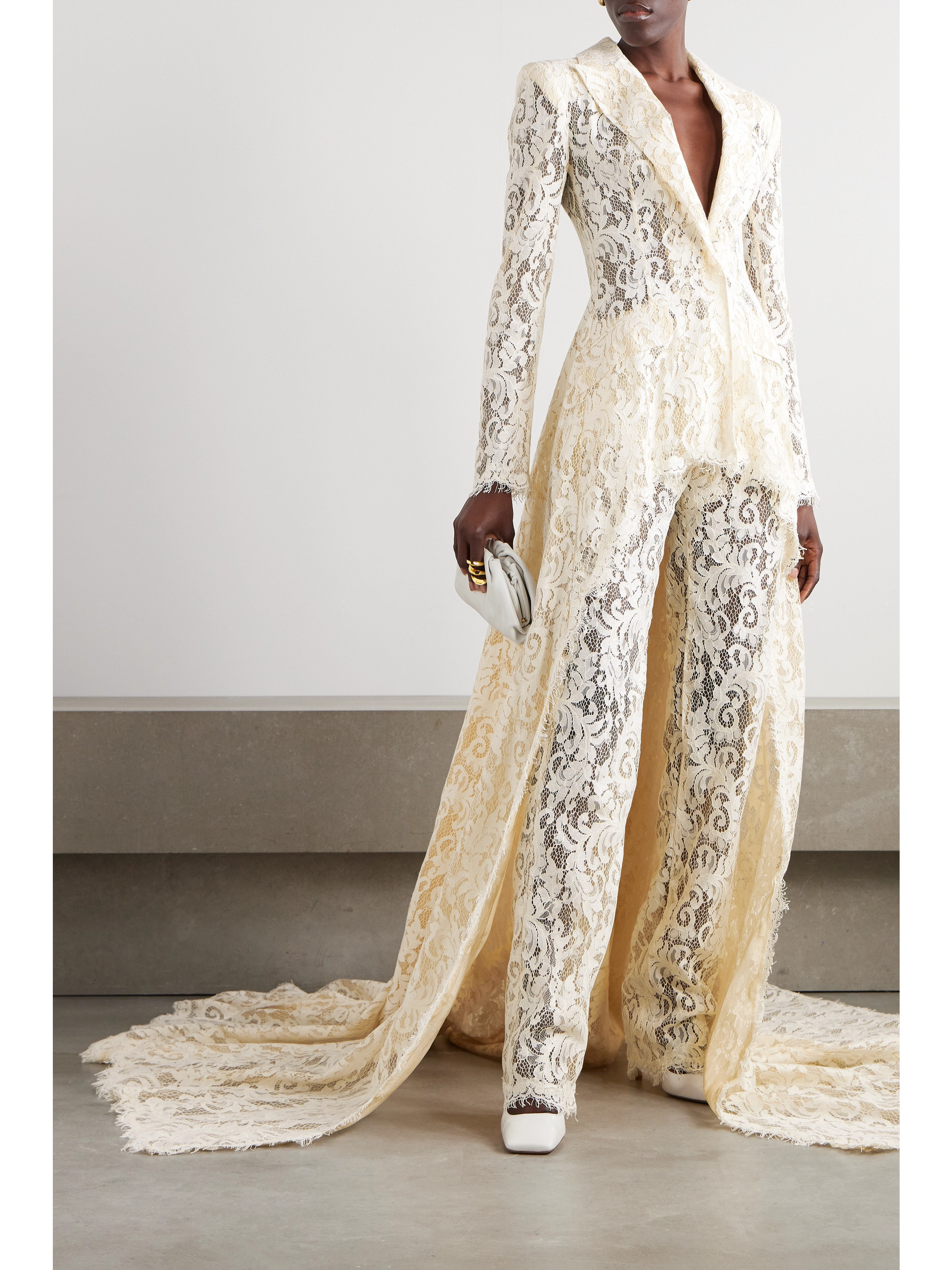 Safiyaa Gregora draped corded lace jacket
