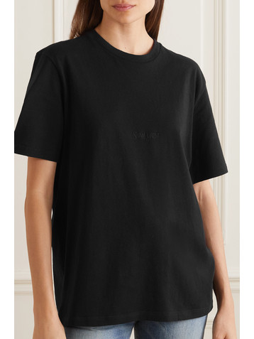 Saint Laurent Embroidered cotton T-shirt