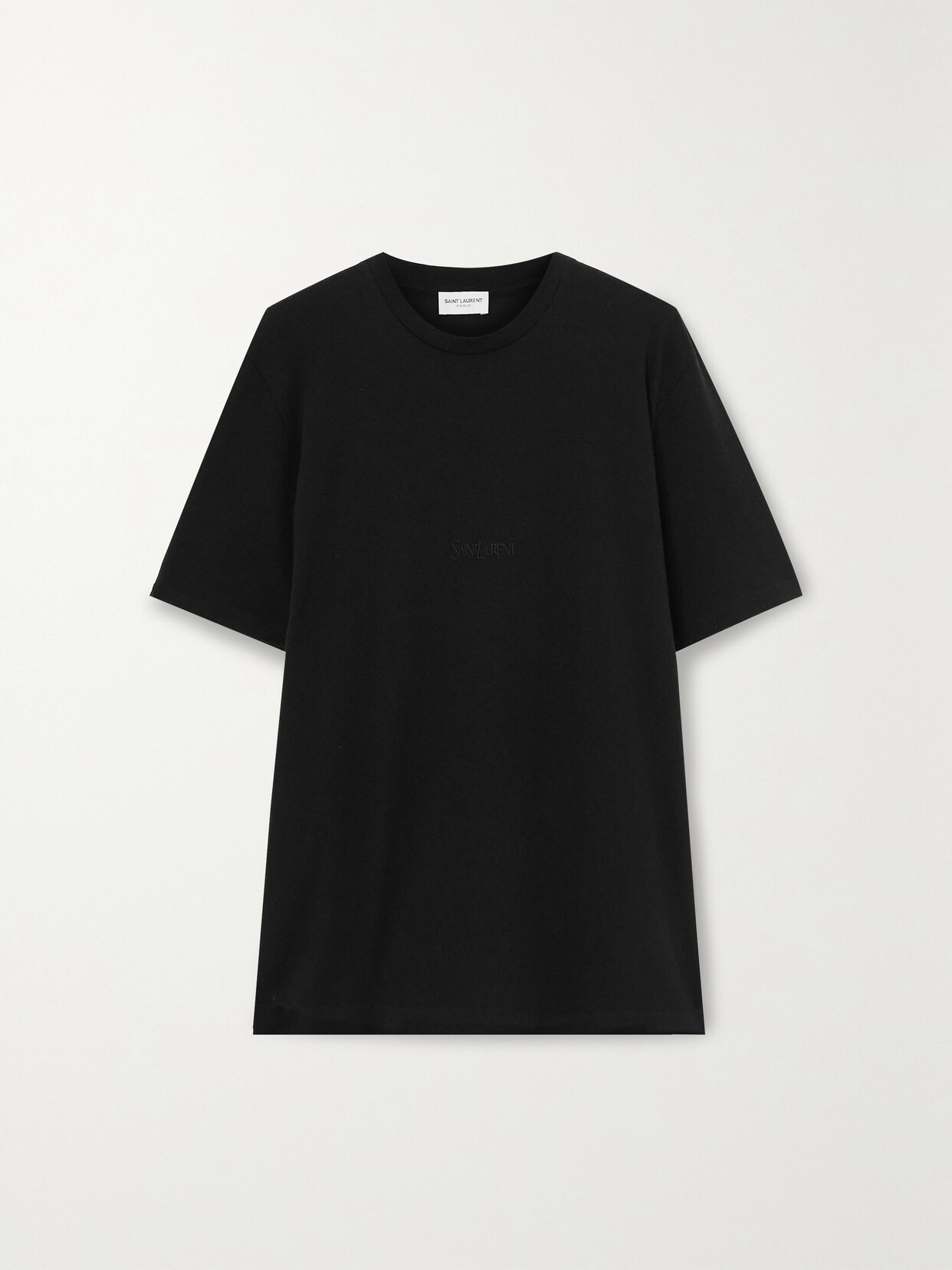 Saint Laurent Embroidered Cotton T-shirt In Black