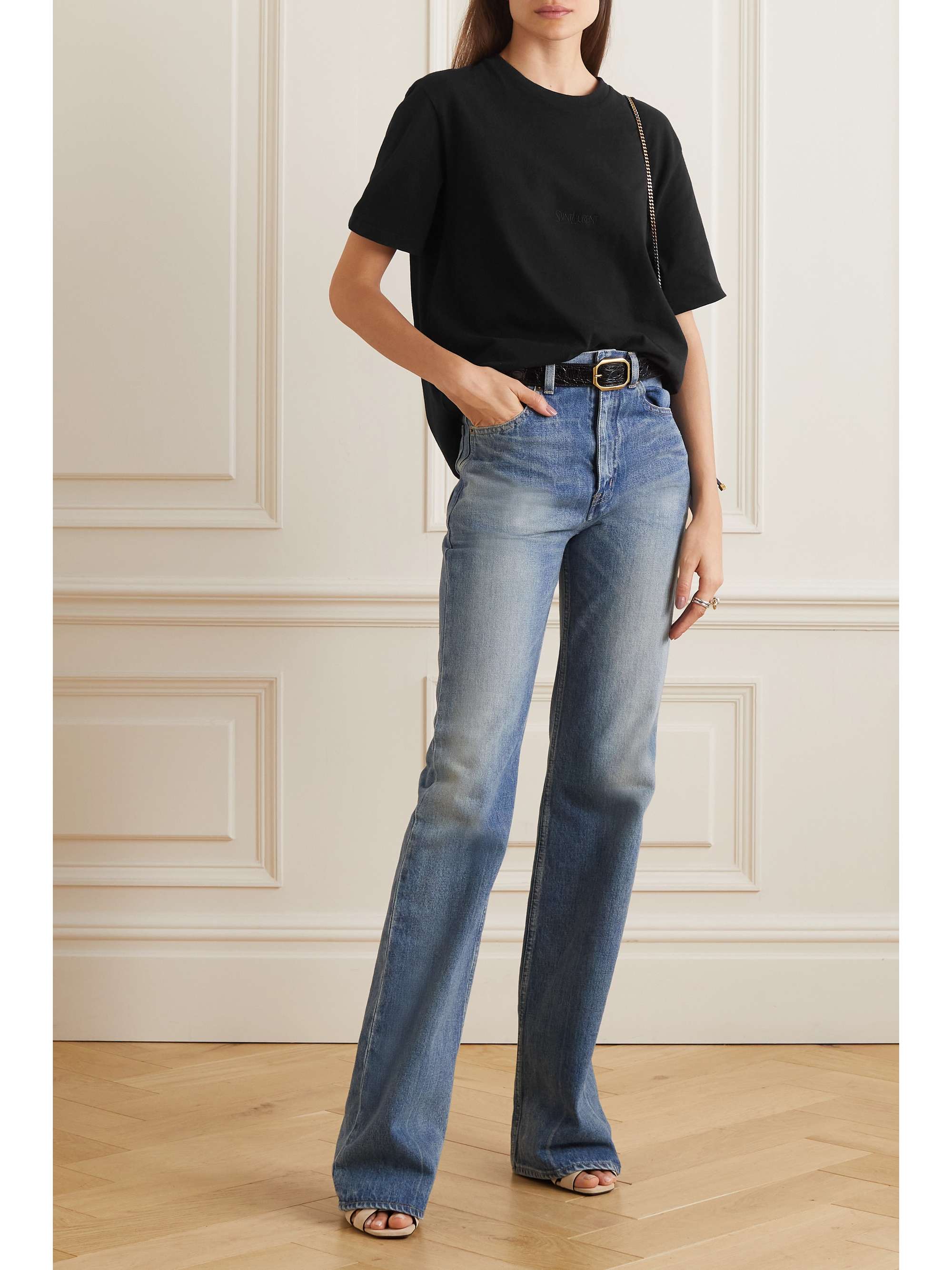 SAINT LAURENT Embroidered cotton T-shirt | NET-A-PORTER