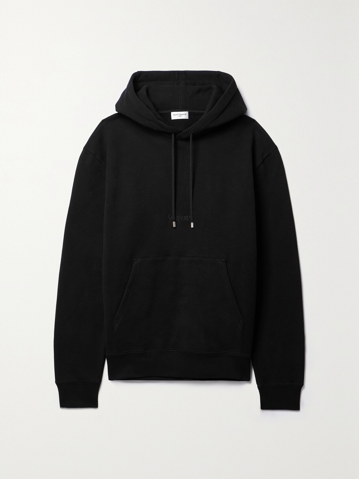 SAINT LAURENT - Embroidered Cotton-jersey Hoodie - Black