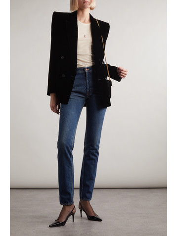 Saint Laurent Cassandre embroidered ribbed wool tank