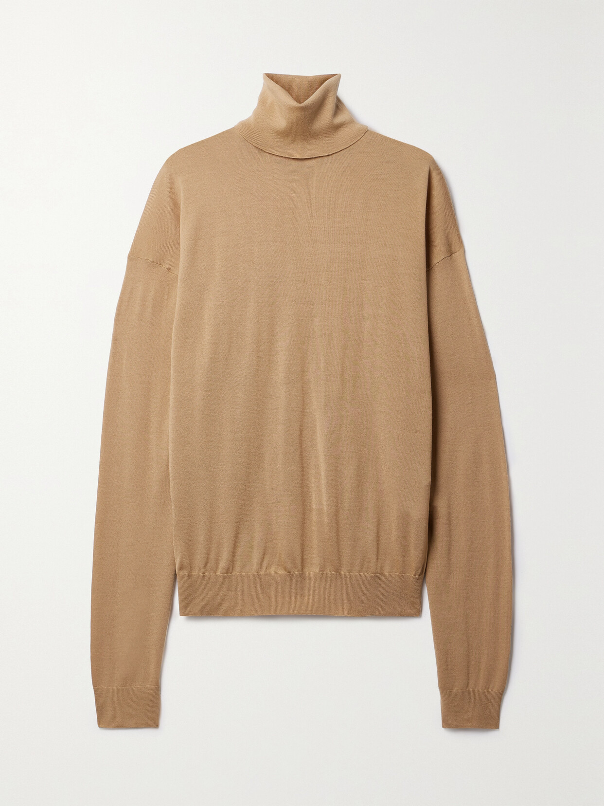 Saint Laurent Fine-knit Slouchy Rollneck Sweater In Neutrals