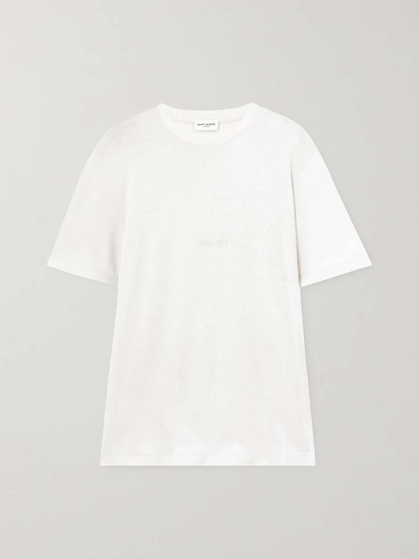 Saint Laurent Embroidered Cotton T-shirt