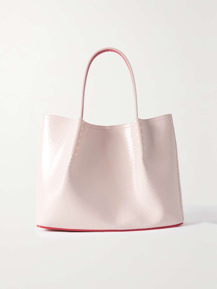 Christian Louboutin Cabarock Embellished Snake-effect Patent-leather Tote
