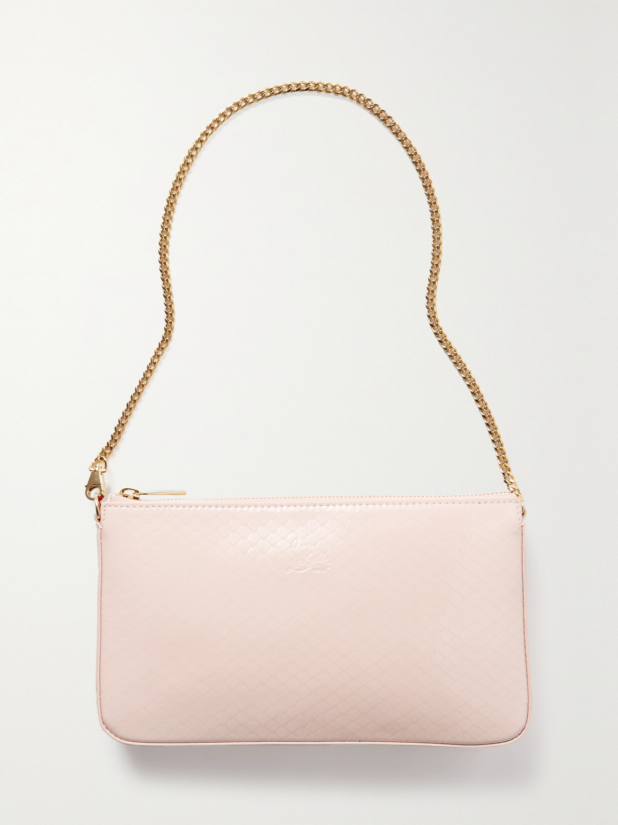 Christian Louboutin Loubila Snake-effect Patent-leather Shoulder Bag In Neutrals