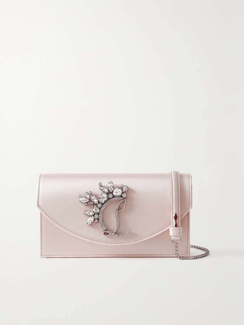 Christian Louboutin Loubi54 Crystal-embellished Satin Shoulder Bag