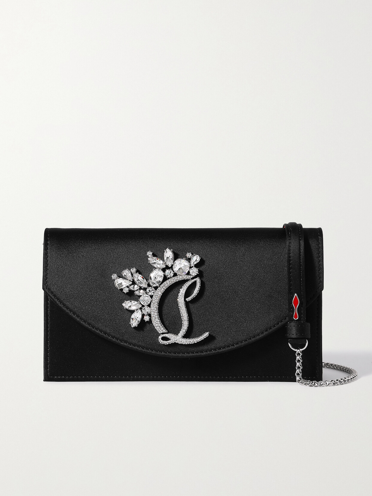 Christian Louboutin - Loubi54 Crystal-embellished Satin Shoulder Bag - Black