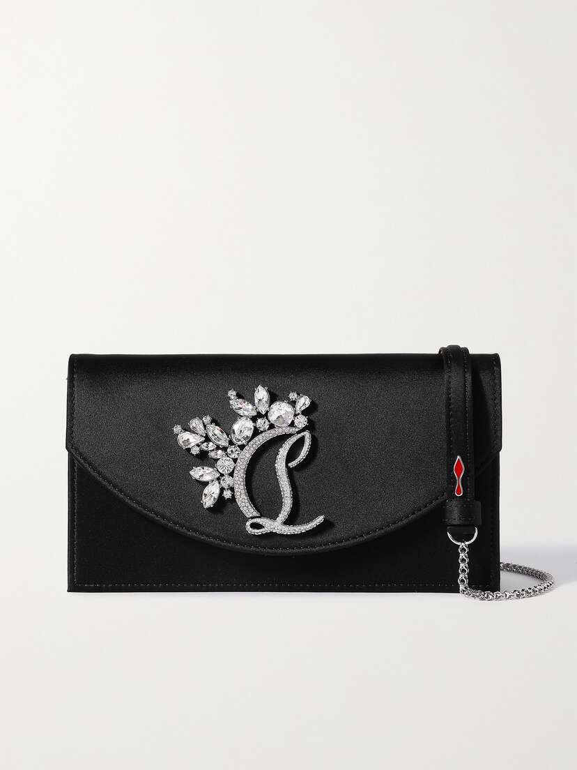 Christian Louboutin Loubi54 Crystal-embellished Satin Shoulder Bag