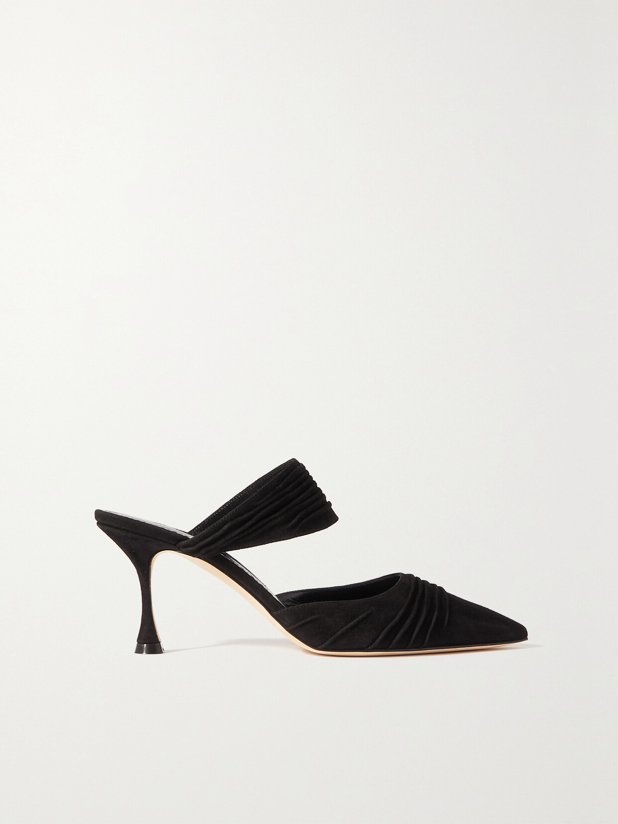 Manolo Blahnik Circeamu 70 Ruched Suede Mules - Black