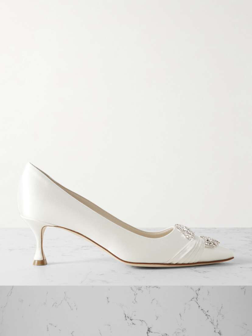 Manolo Blahnik Maidapump 50 Crystal-embellished Satin Pumps