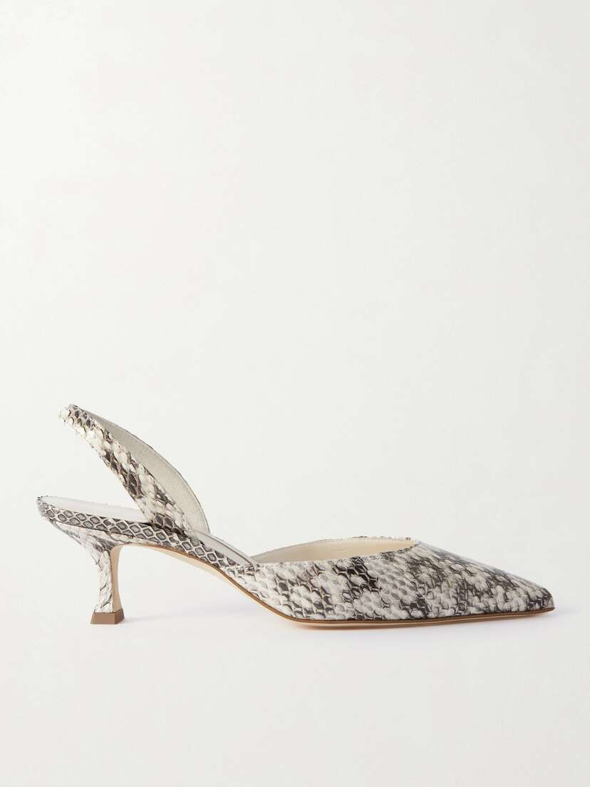 Manolo Blahnik Carolyn 50 Elaphe Slingback Pumps