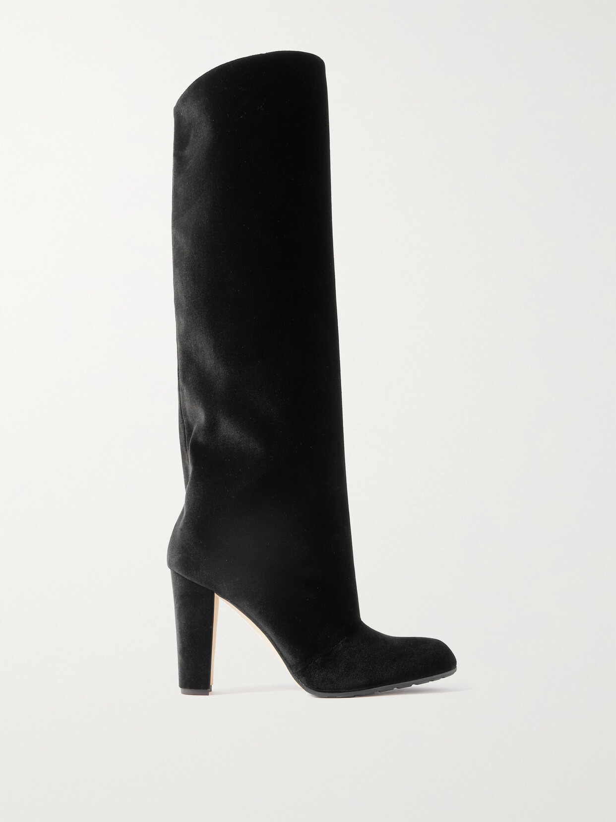 Manolo Blahnik Garda Suede Block-heel Knee Boots In Black