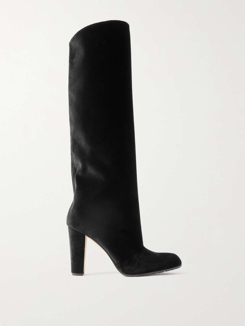Manolo Blahnik Garder 45 Velvet Knee Boots