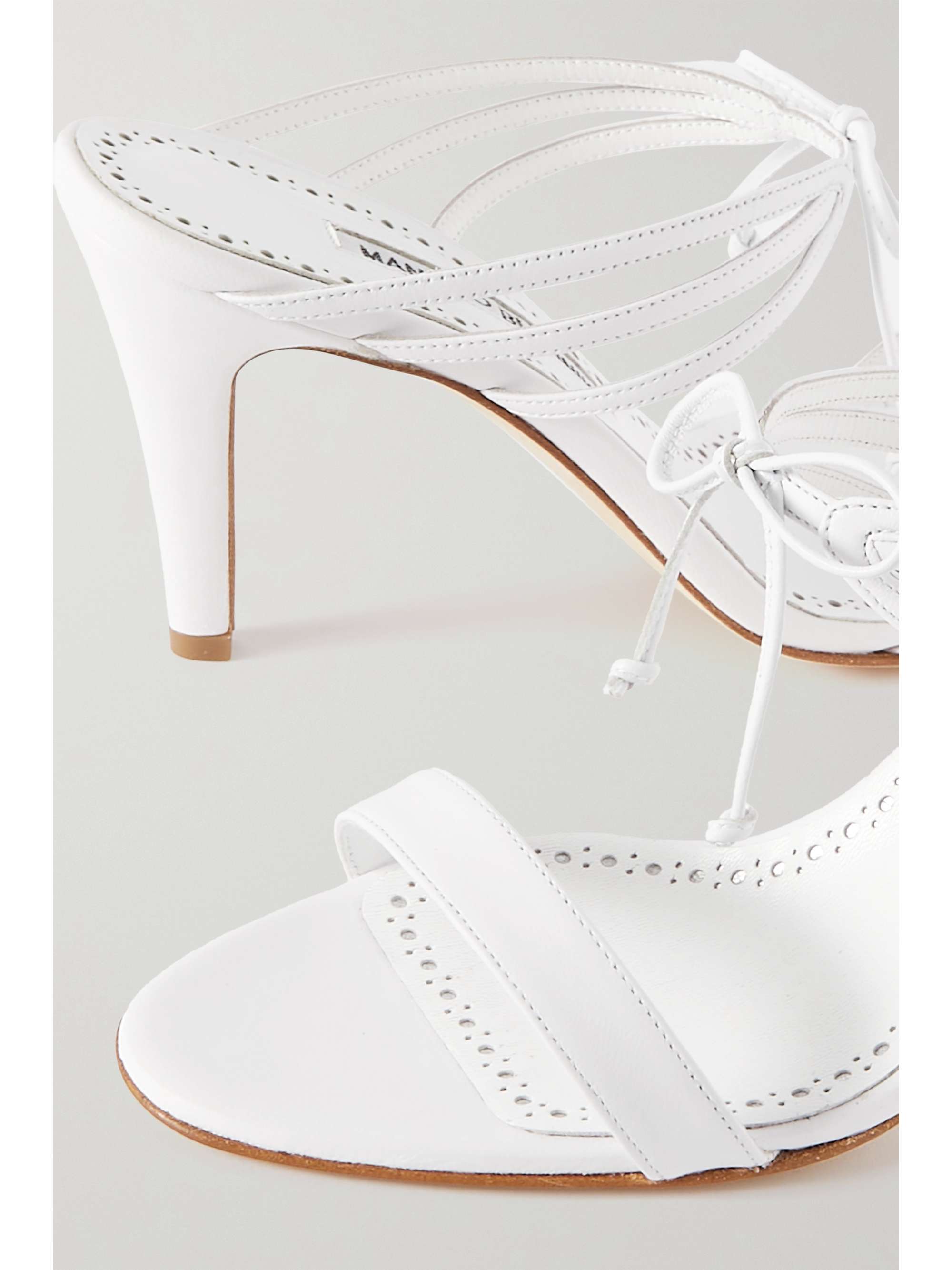 MANOLO BLAHNIK Bomasan 90 tie-detailed leather mules | NET-A