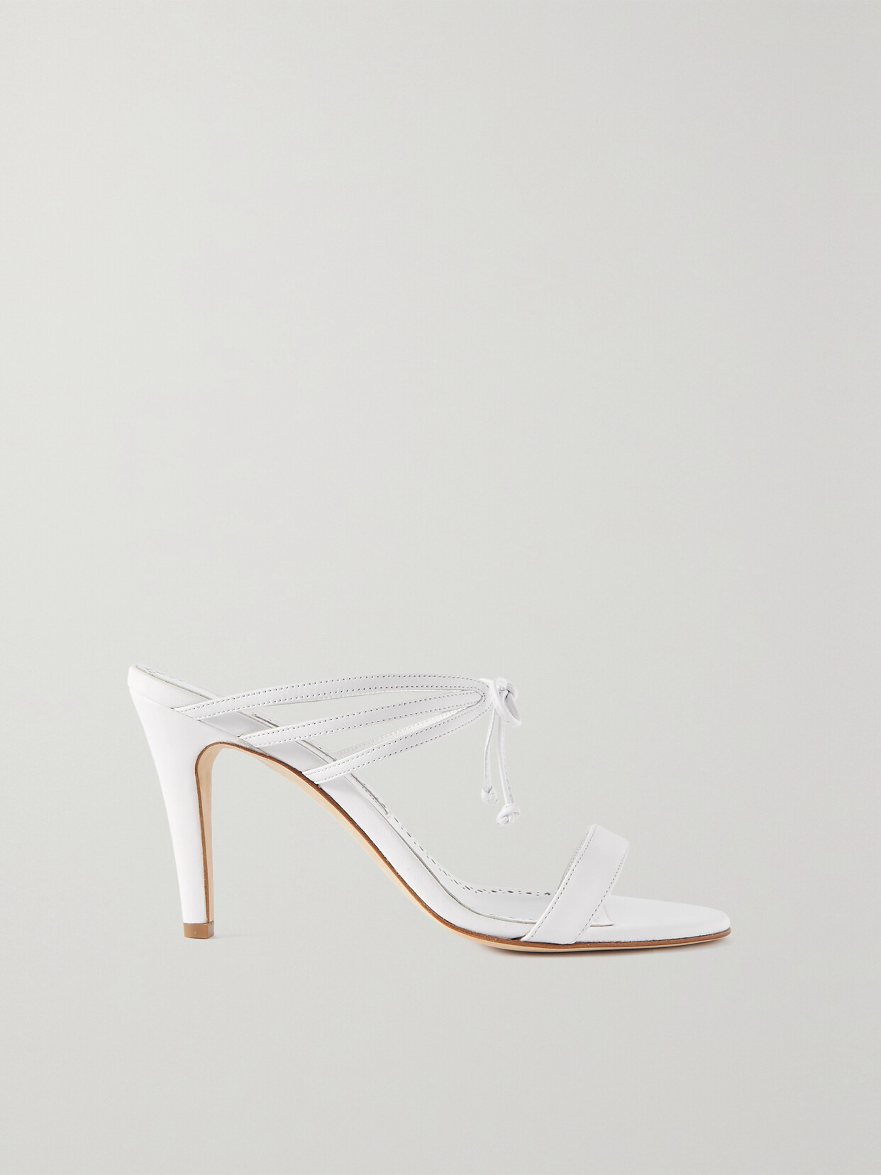 Manolo Blahnik - Bomasan 90 Tie-detailed Leather Mules - White