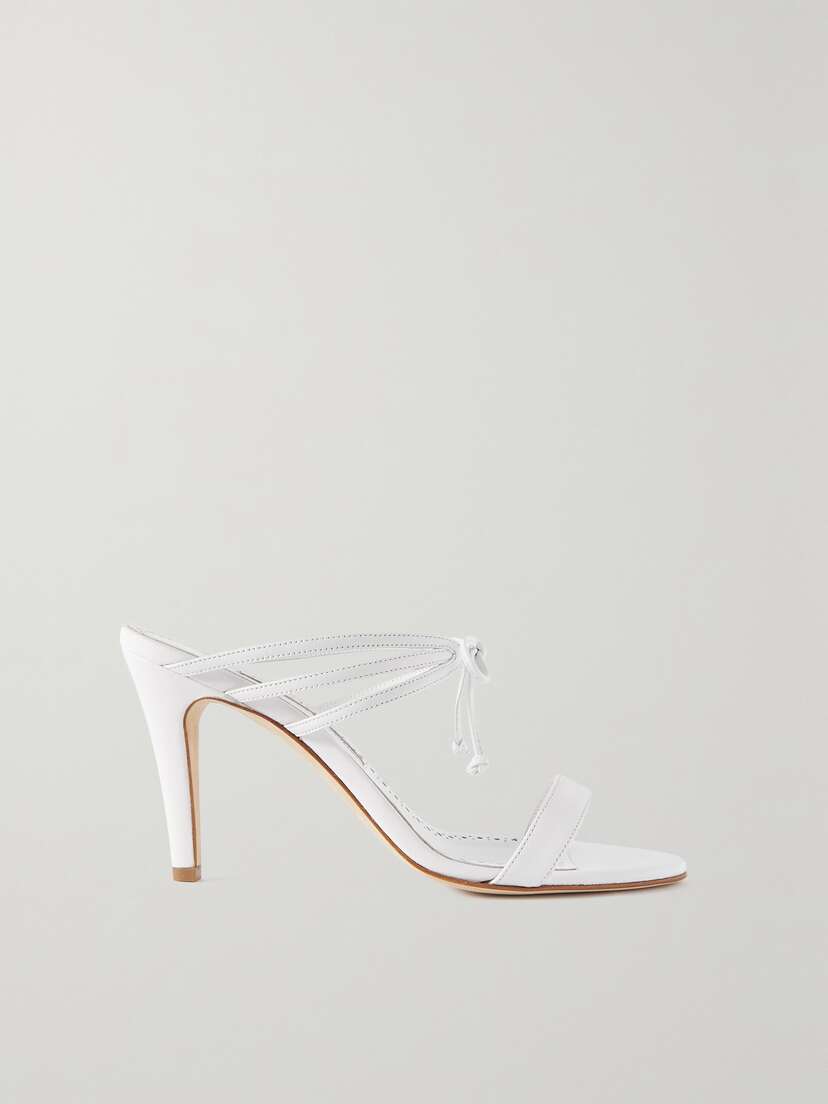 Manolo Blahnik Bomasan 90 Tie-detailed Leather Mules