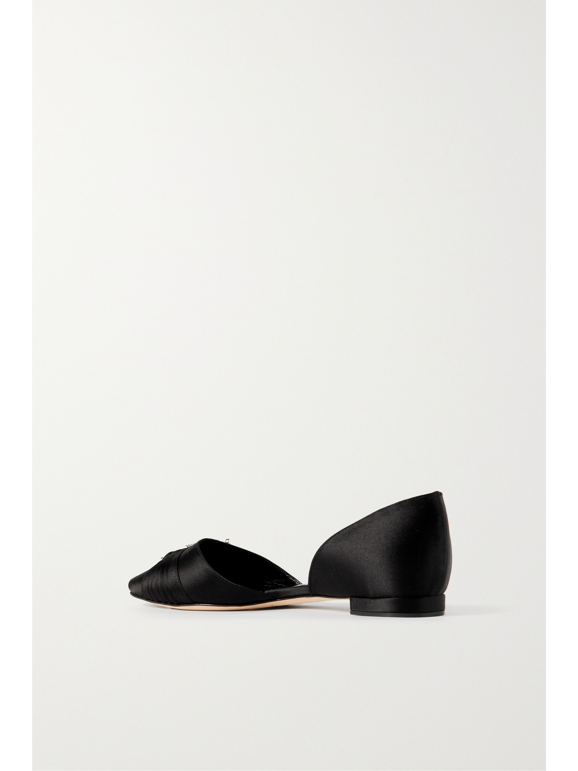 MANOLO BLAHNIK Luanda crystal-embellished satin point-toe flats