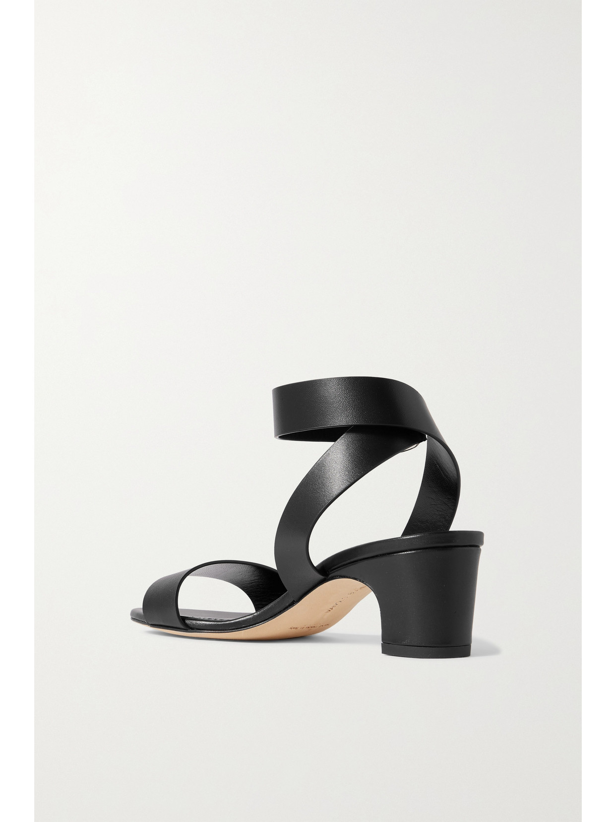 Manolo Blahnik Brutas Leather Sandal 50mm In Black In Black