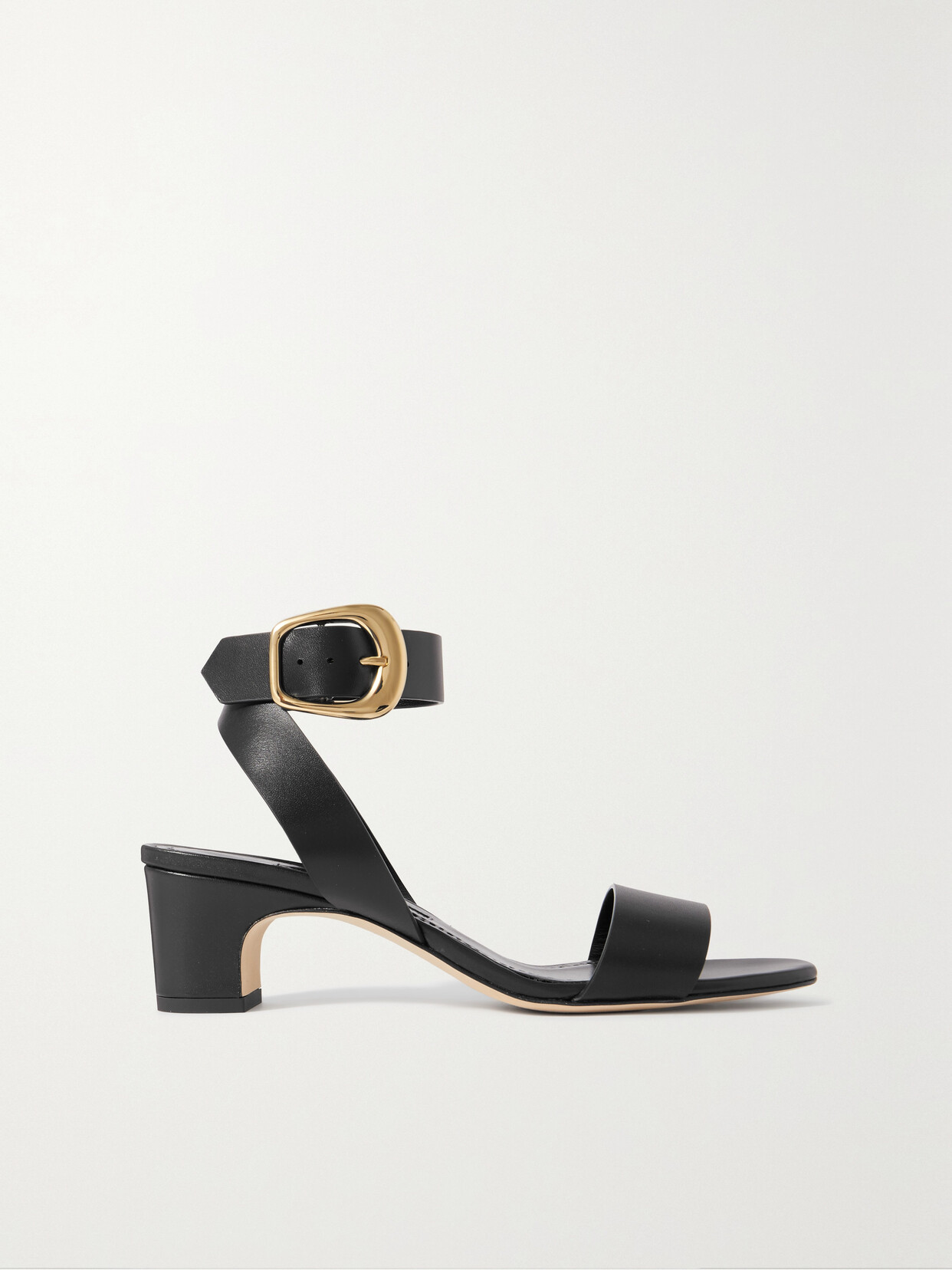 Manolo Blahnik Brutas Leather Sandal 50mm In Black In Black