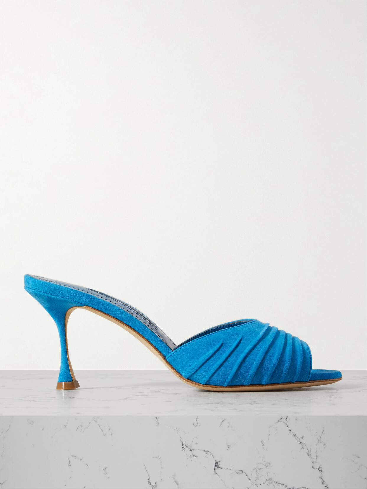 Manolo Blahnik - Pirua 70 Suede Mules - Blue