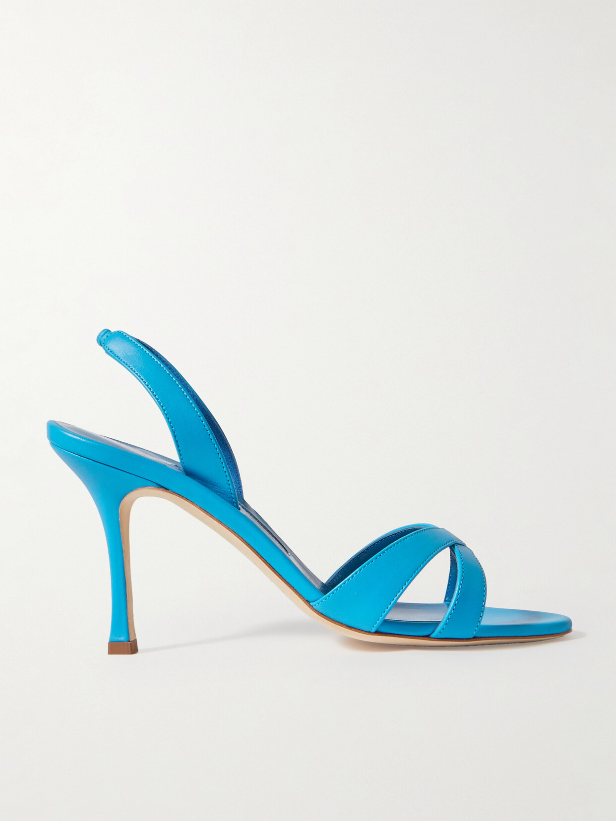 Manolo Blahnik Callasli 90 Leather Slingback Sandals - Blue