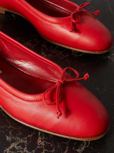 Net Fabrics Flats with Golden Toe Cap and Bow Knot
