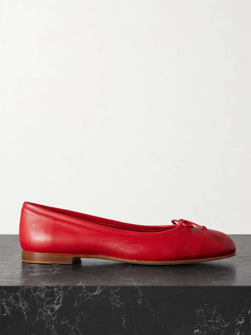Manolo Blahnik Veralli Bow-detailed Leather Ballet Flats