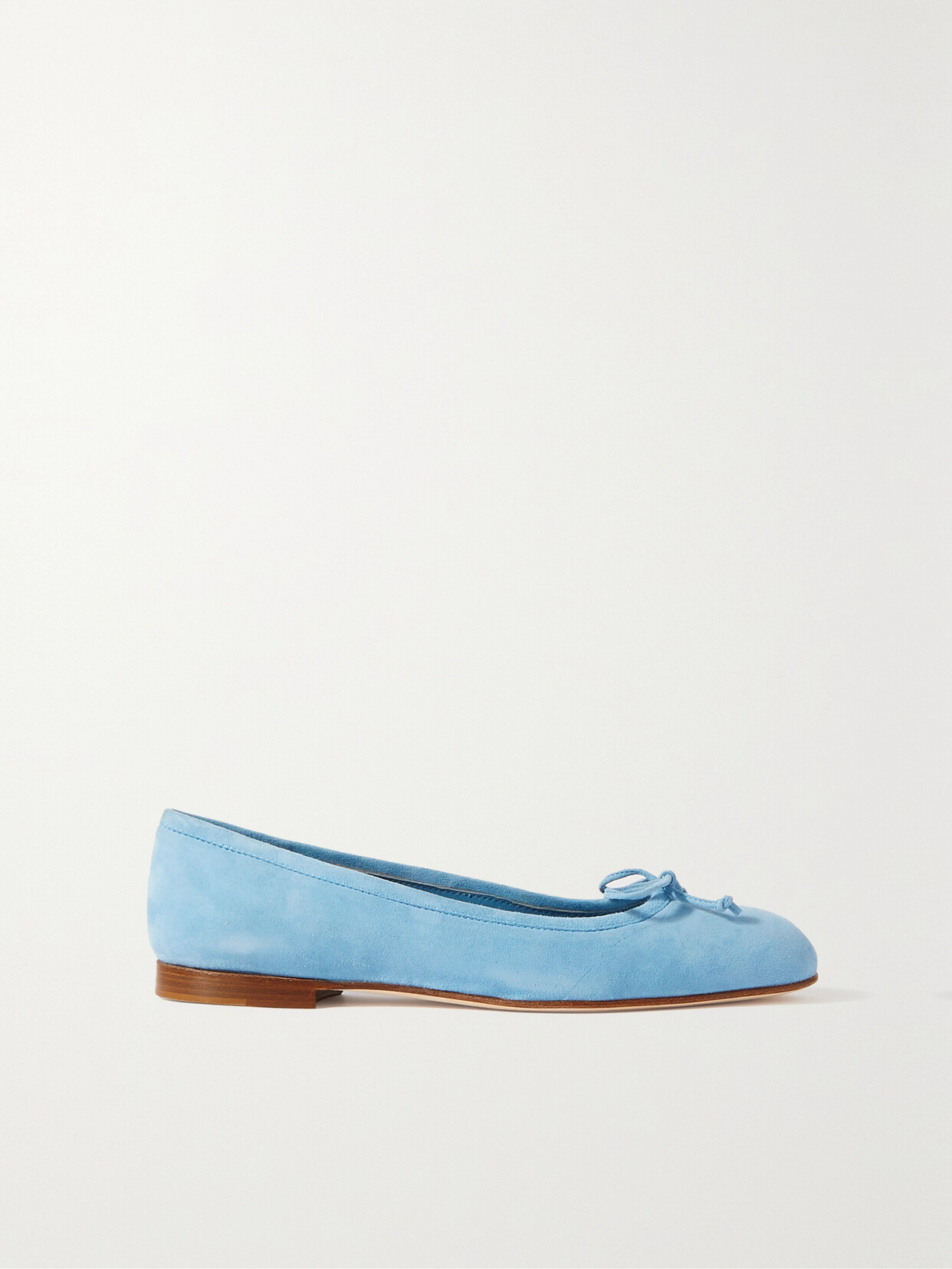 Manolo Blahnik Veralli Bow-detailed Suede Ballet Flats - Blue