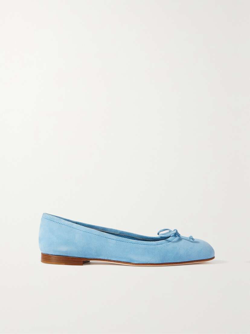 Manolo Blahnik Veralli Bow-detailed Suede Ballet Flats