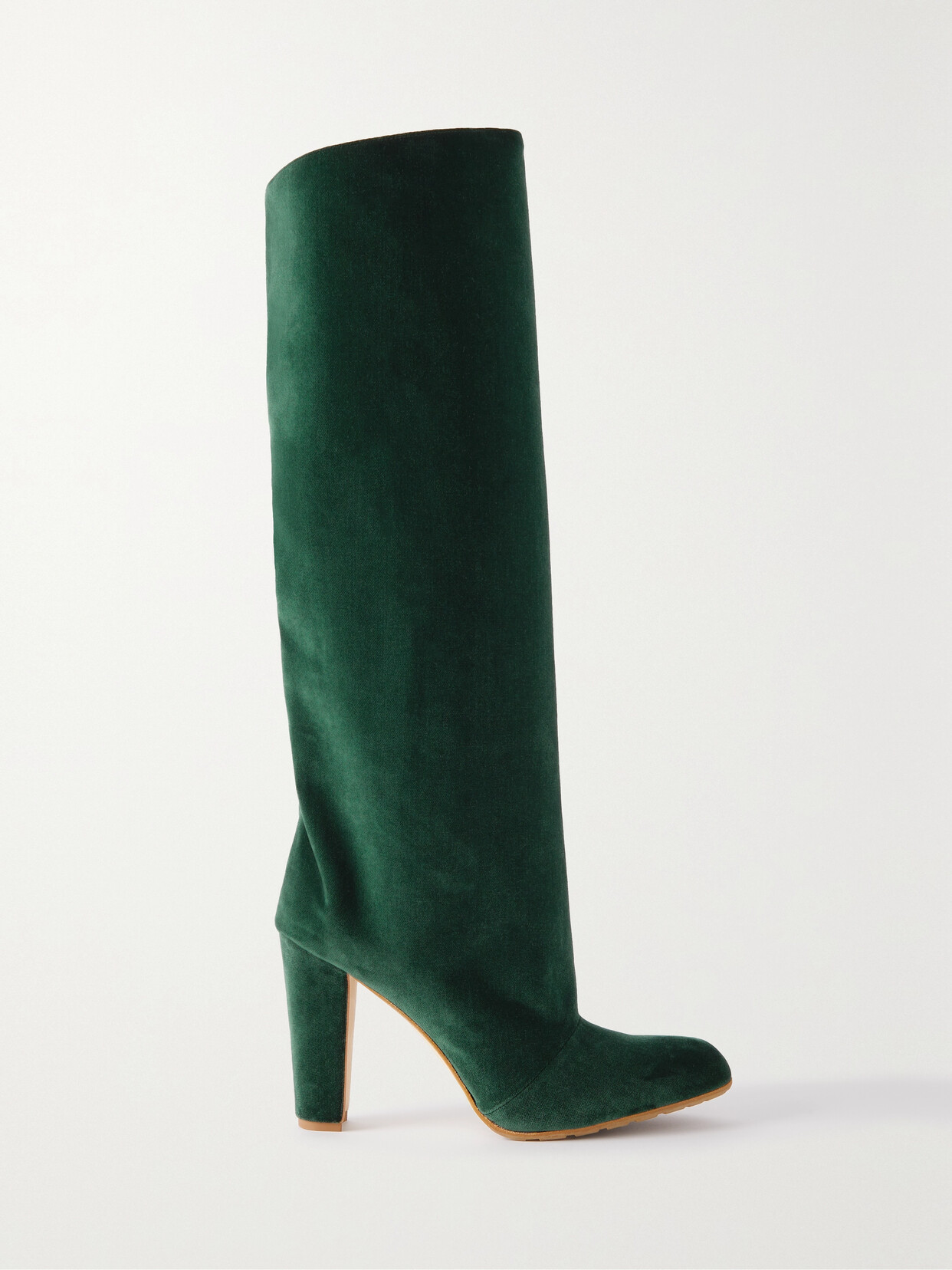 Manolo Blahnik Garder 45 Velvet Knee Boots In Green