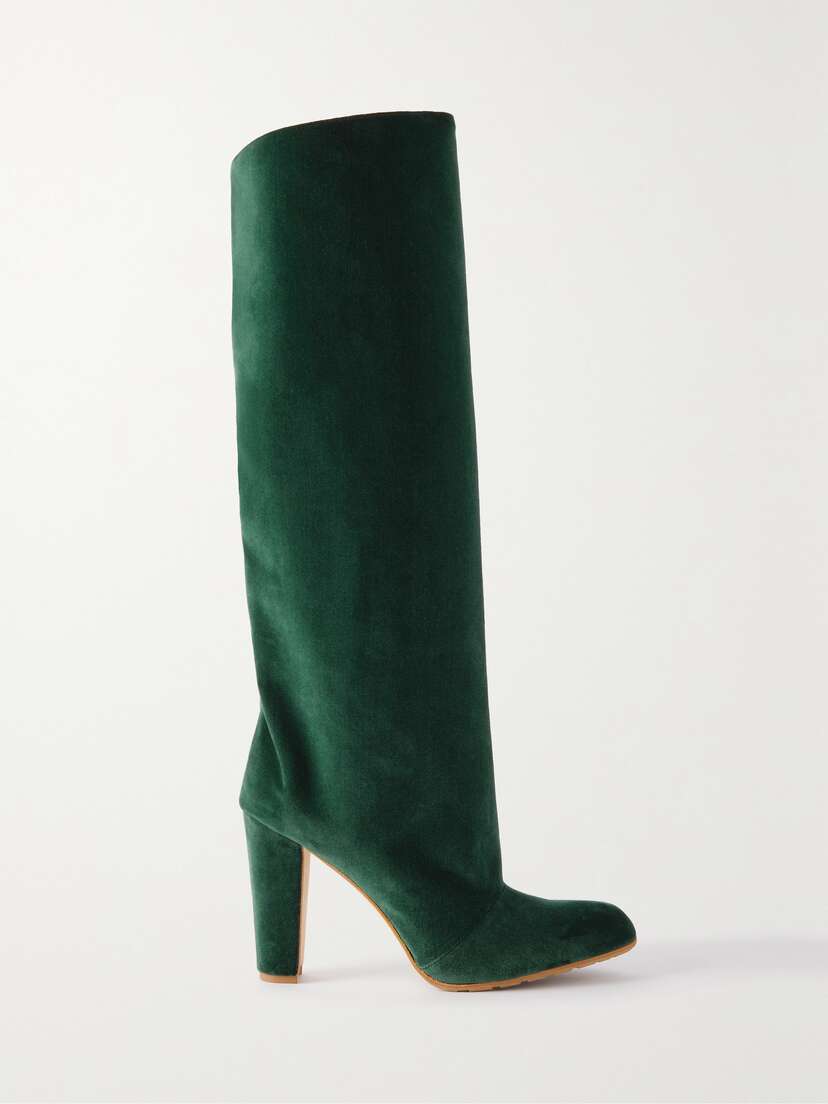 Manolo Blahnik Garder 45 Velvet Knee Boots