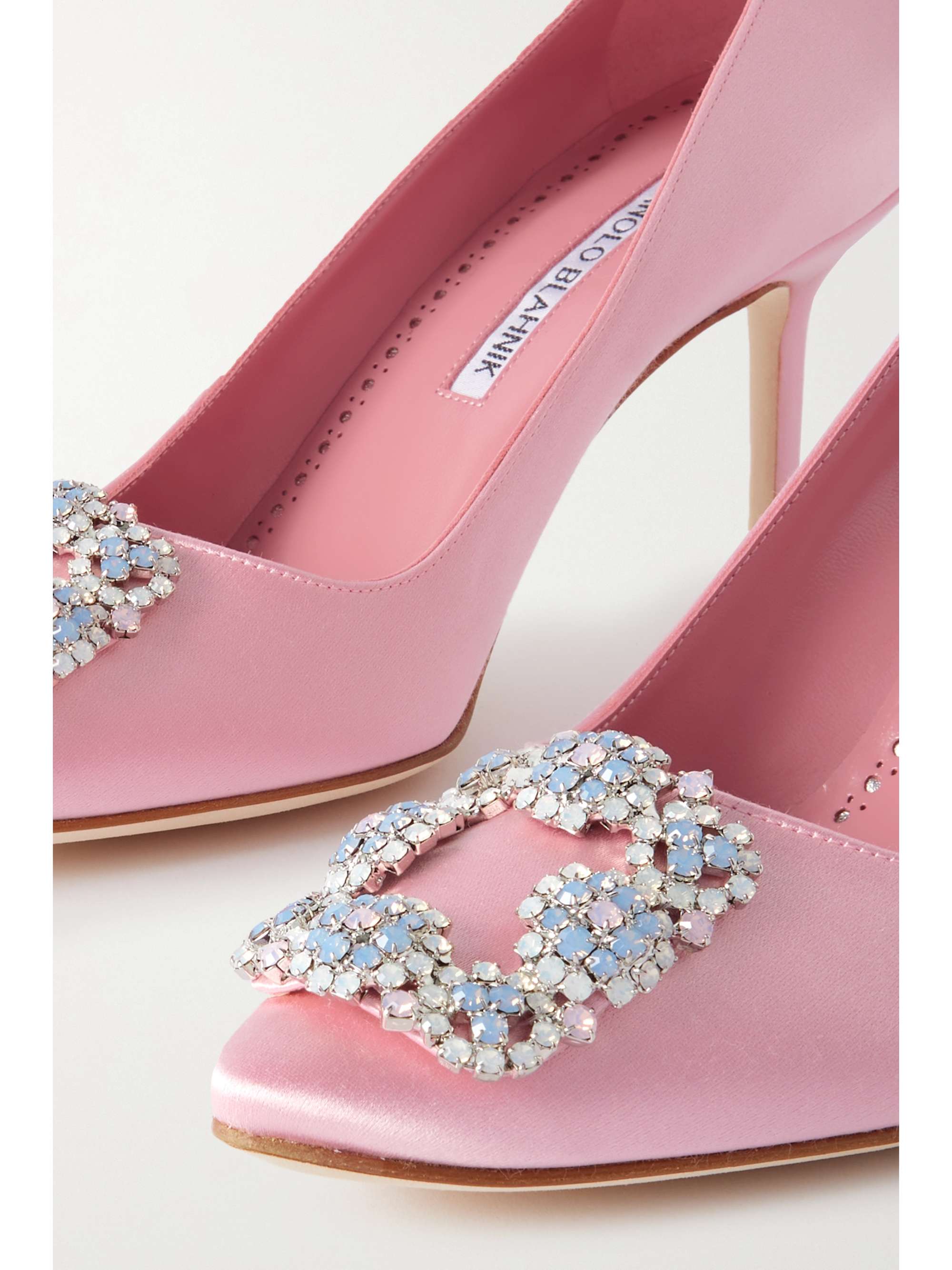 MANOLO BLAHNIK Hangisi Opal 70 crystal-embellished satin pumps | NET-A ...