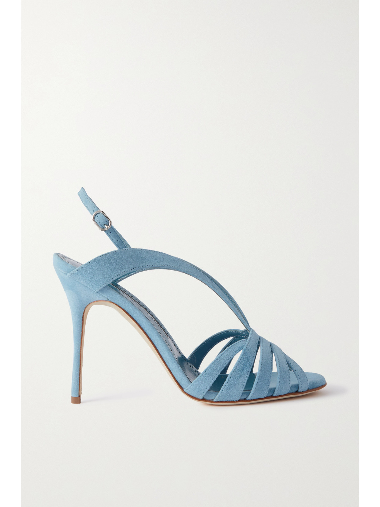 Manolo Blahnik Sardina 105 Suede Slingback Sandals - Blue