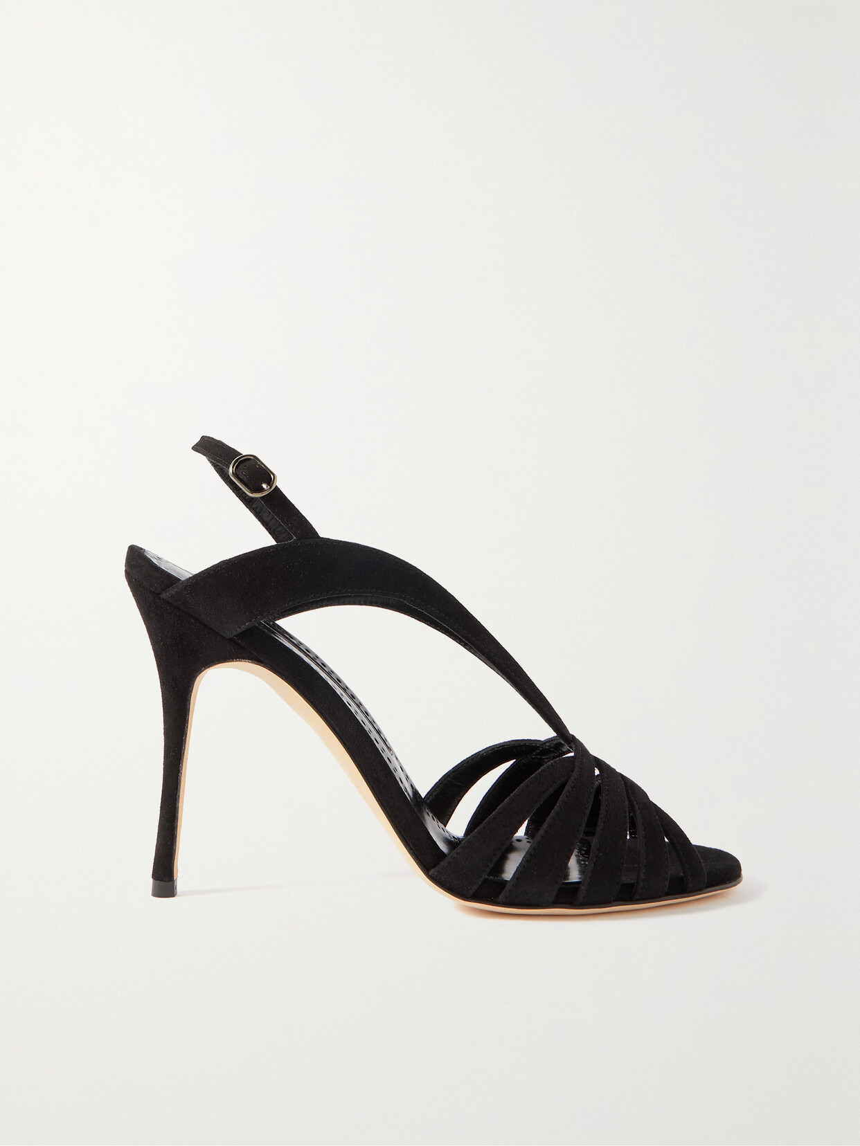 Manolo Blahnik Sardina 105 Suede Slingback Sandals In Black