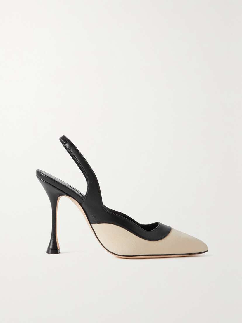 Manolo Blahnik Goga 105 Leather And Suede Slingback Pumps