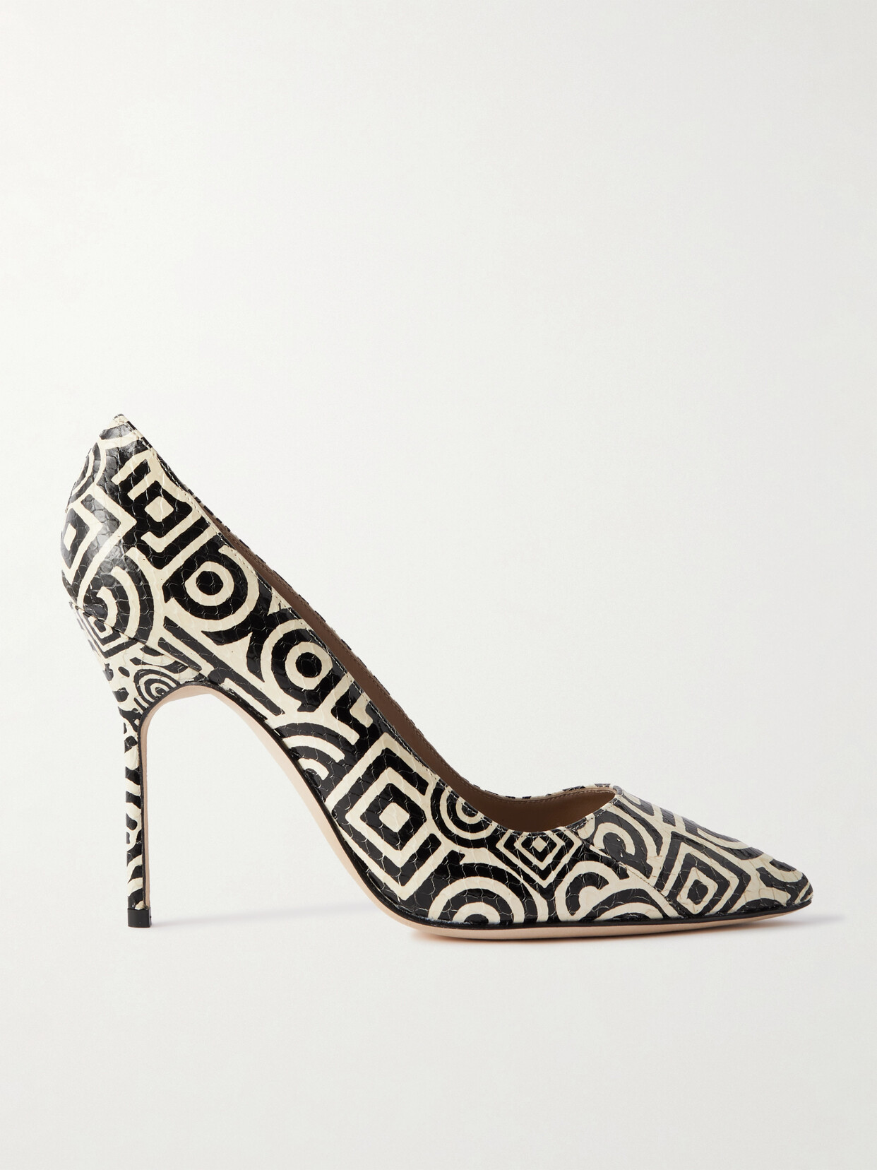 Manolo Blahnik Bb 105 Printed Elaphe Pumps In White