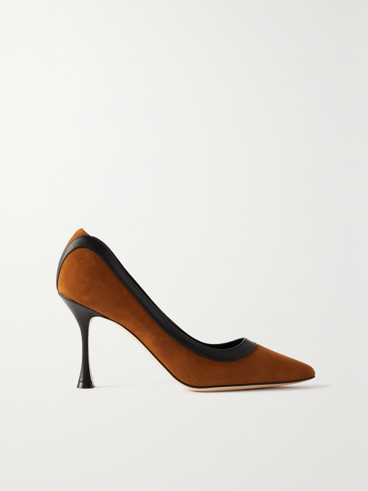 Manolo Blahnik Dalina 90 Leather-trimmed Suede Pumps In Brown