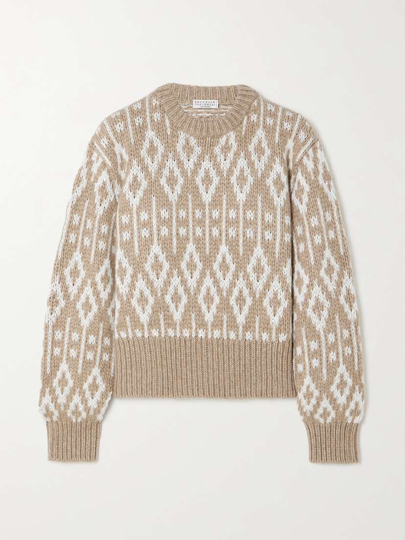 Brunello Cucinelli Sequin-embellished Fair Isle Cashmere Sweater