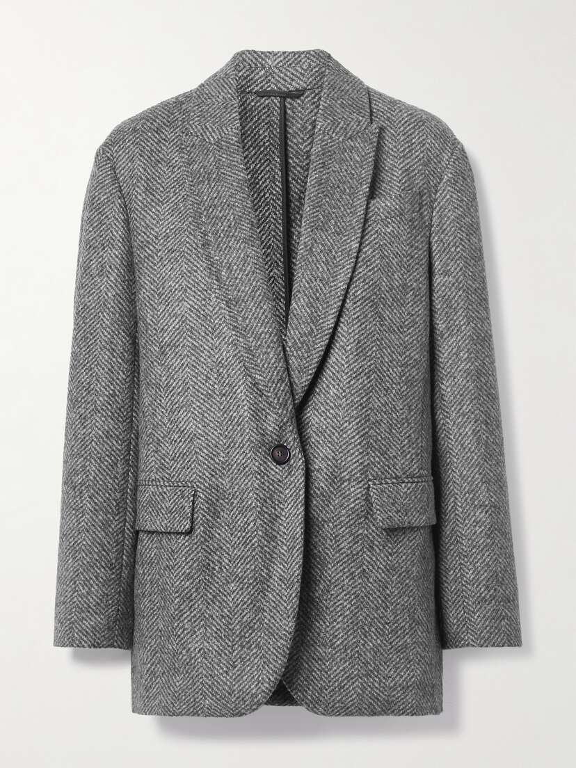 Brunello Cucinelli Herringbone Wool And Alpaca-blend Blazer