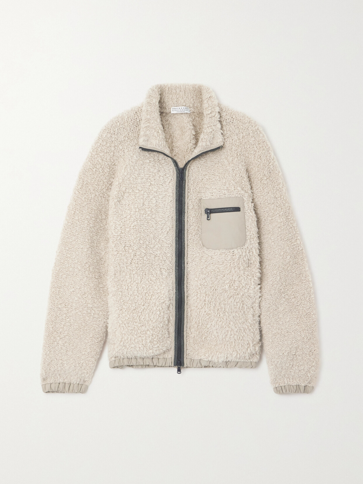 Brunello Cucinelli Bead-embellished Shell-trimmed Cashmere-blend Bouclé Jacket In Neutrals